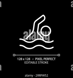 2D customizable swimming white linear icon Stock Vector