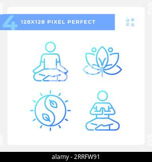 Pixel perfect gradient meditation icons set Stock Vector