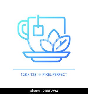 Blue gradient herbal tea linear icon Stock Vector