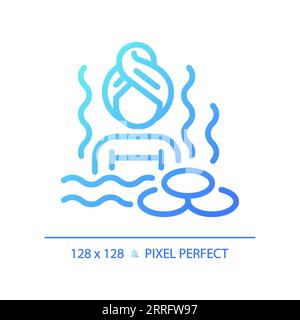 Blue gradient hot water bath linear icon Stock Vector