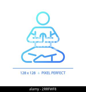 Blue gradient prayer pose linear icon Stock Vector