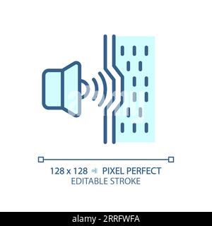 Customizable soundproof material blue thin linear icon Stock Vector
