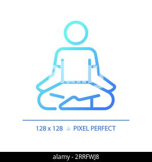 Blue gradient lotus position linear icon Stock Vector