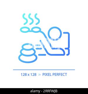 Blue gradient hot stone therapy linear icon Stock Vector