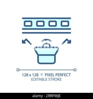 Customizable resilient sound channel blue thin linear icon Stock Vector