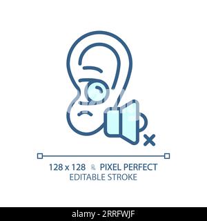 Customizable earplug blue thin linear icon Stock Vector