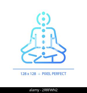 Blue gradient meditating linear icon Stock Vector