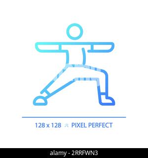 Blue gradient yoga exercise linear icon Stock Vector
