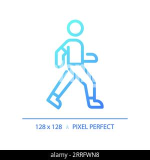 Blue gradient walking linear icon Stock Vector