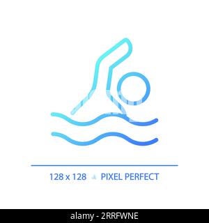Blue gradient swimming linear icon Stock Vector