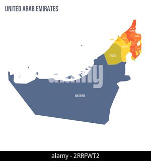 Colorful United Arab Emirates political map with clearly labeled ...