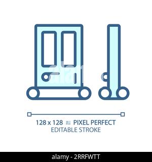 Customizable door seal blue thin linear icon Stock Vector