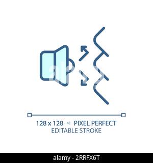 Customizable sound deflection blue thin linear icon Stock Vector