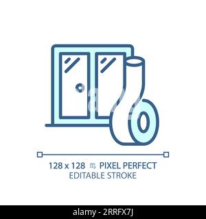 Customizable soundproof windows blue thin linear icon Stock Vector