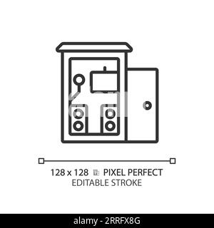 Customizable soundproof music studio black thin linear icon Stock Vector