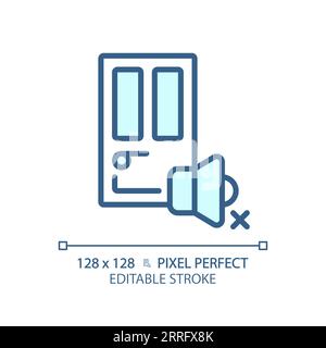Customizable soundproof door blue thin linear icon Stock Vector