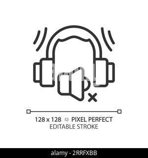 Customizable earmuffs black thin linear icon Stock Vector