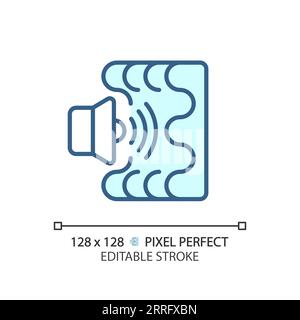 Customizable sound absorption blue thin linear icon Stock Vector
