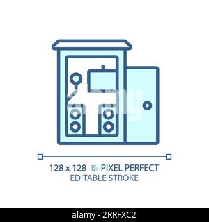 Customizable soundproof music studio blue thin linear icon Stock Vector