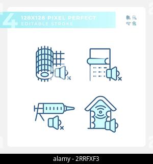 Editable pixel perfect soundproofing icons pack Stock Vector