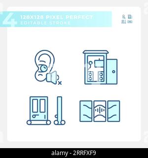 Editable pixel perfect soundproofing linear icons set Stock Vector