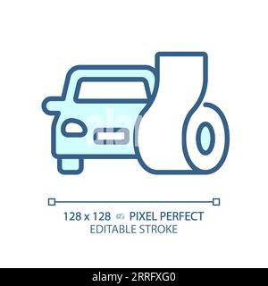 Customizable soundproofing car blue thin linear icon Stock Vector