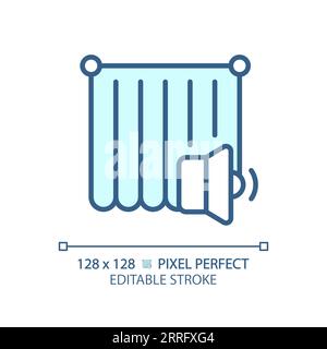 Customizable soundproof curtain blue thin linear icon Stock Vector