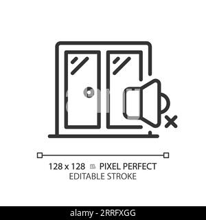 Customizable soundproof windows black thin linear icon Stock Vector