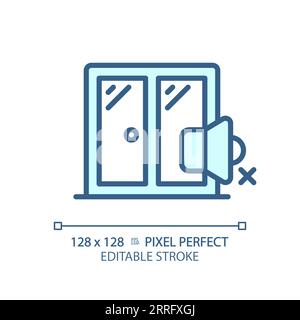 Customizable soundproof windows blue thin linear icon Stock Vector