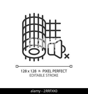 Customizable soundproof mesh black thin linear icon Stock Vector