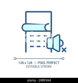 Customizable soundproof wall covering blue thin linear icon Stock Vector
