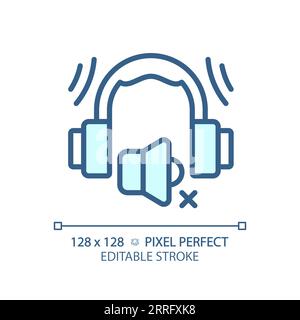 Customizable earmuffs blue thin linear icon Stock Vector