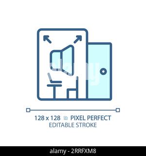 Customizable soundproof room blue thin linear icon Stock Vector
