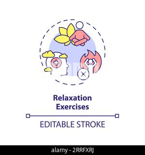 2D customizable relaxation exercises line icon concept Stock Vector