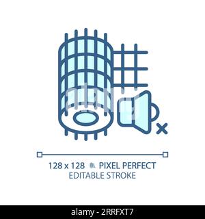 Customizable soundproof mesh blue thin linear icon Stock Vector