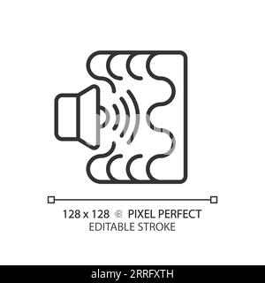 Customizable sound absorption black thin linear icon Stock Vector