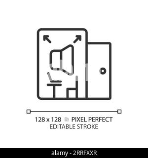 Customizable soundproof room black thin linear icon Stock Vector
