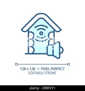 Customizable soundproof walls blue thin linear icon Stock Vector