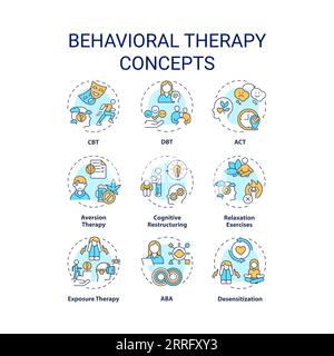 Customizable icons representing behavioral therapy concepts Stock Vector