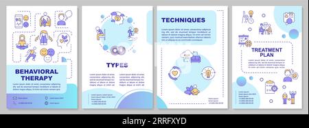 2D brochure with behavioral therapy linear icons Stock Vector
