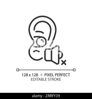 Customizable earplug black thin linear icon Stock Vector