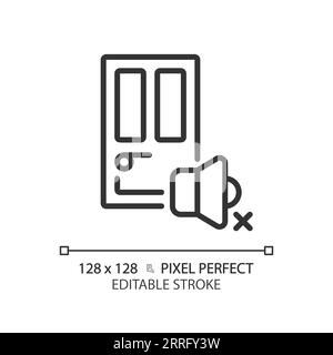 Customizable soundproof door black thin linear icon Stock Vector