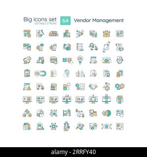 Customizable multicolor big icon set for vendor management Stock Vector