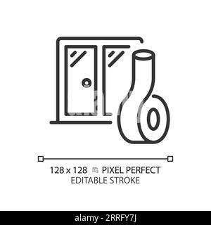 Customizable soundproof windows black thin linear icon Stock Vector