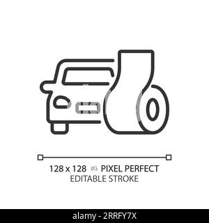 Customizable soundproofing car black thin linear icon Stock Vector