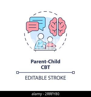 2D customizable parent child CBT line icon concept Stock Vector