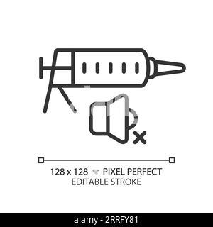 Customizable soundproof sealant black thin linear icon Stock Vector