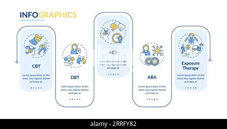 Multicolor behavioral therapy layout with thin linear icons Stock Vector