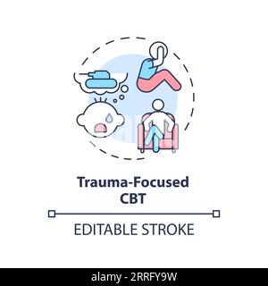 2D trauma focused CBT line icon concept Stock Vector
