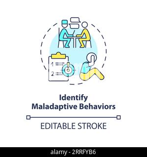 2D identify maladaptive behaviors line icon concept Stock Vector